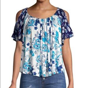 Free People Baja Babe Top Floral Blue Size XS